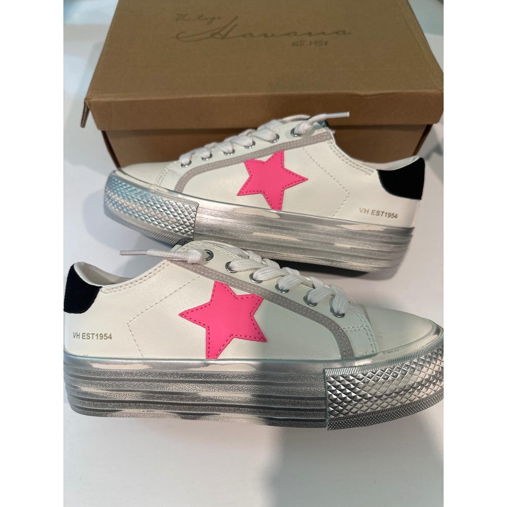 Vintage Havana Amaze 7 White Pink Pop Star Silver Platform Sneakers Womens 7 New
